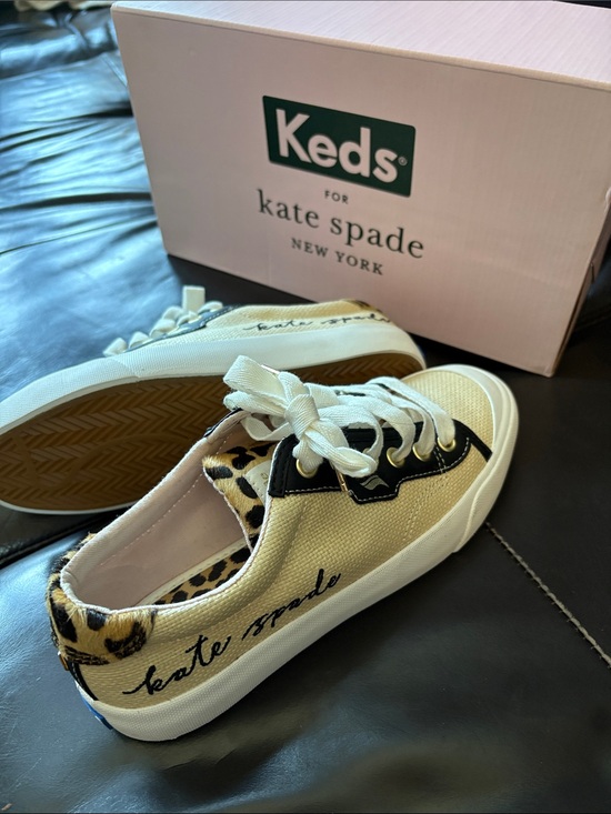 kate spade Shoes - Women’s Keds Kate Spade Cream Leopard Accent Canvas Sneakers NEW IN BOX